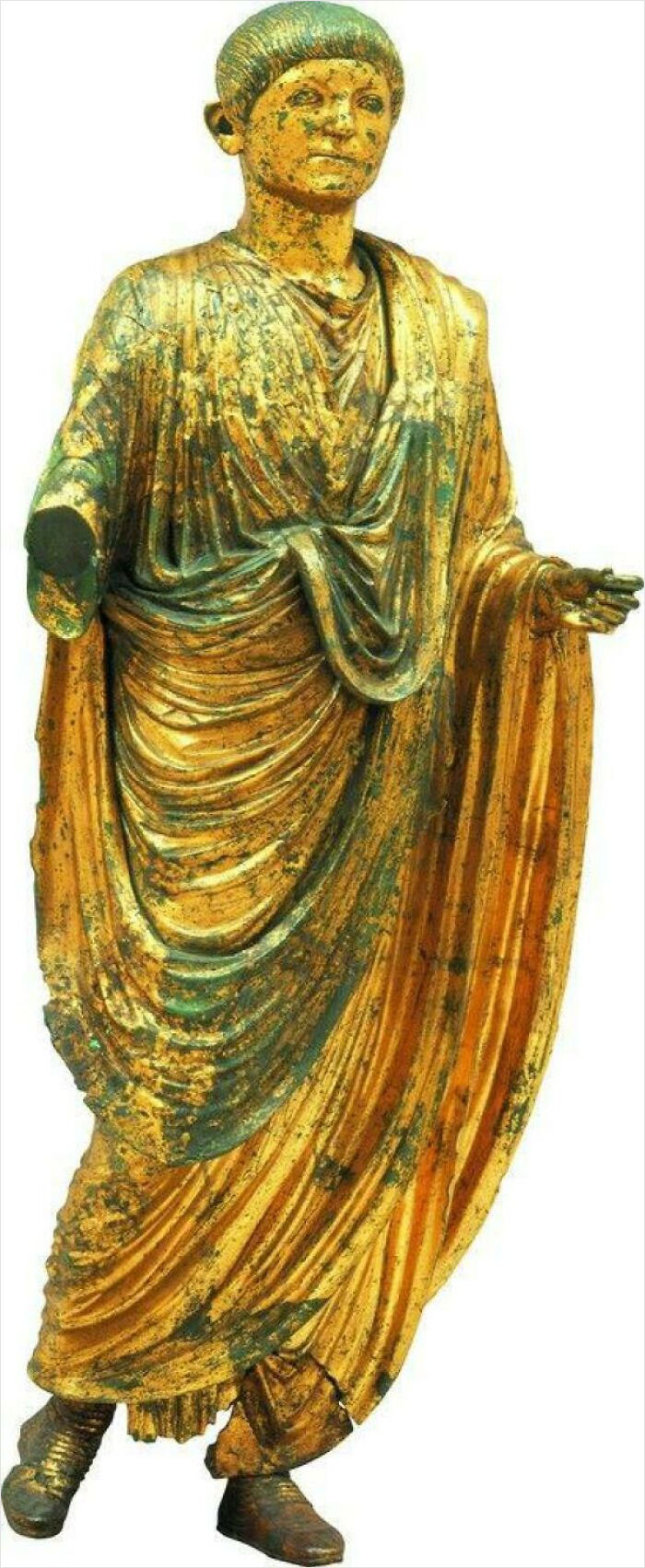 22. The sole instance in which a massive column was set up and embellished with a statue that wasn't of an emperor occurred during the early 2nd century with the gilded bronze sculpture of an