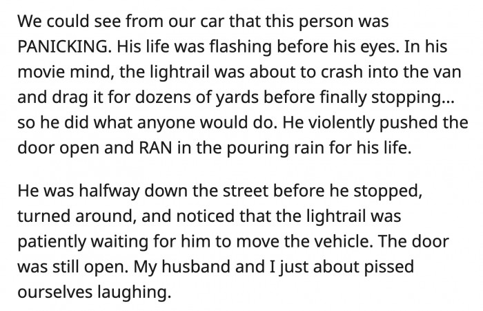 If the train had a face, it would be laughing as well