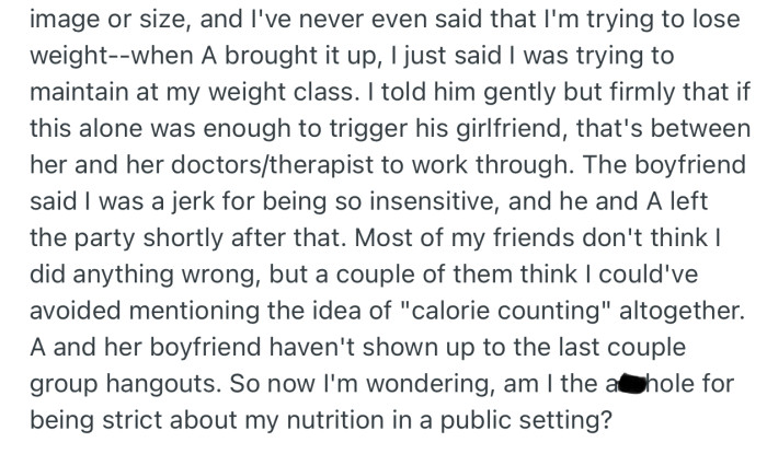 In no time, the conversation escalated and the couple left the party angry. Now their friend group is slipt over the incident