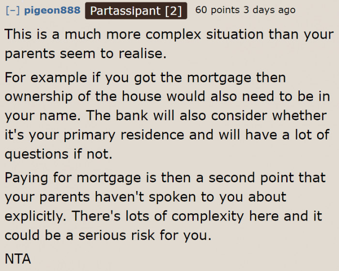 The OP Could Be Risking Herself Financially If She Agrees to Help Her Parents