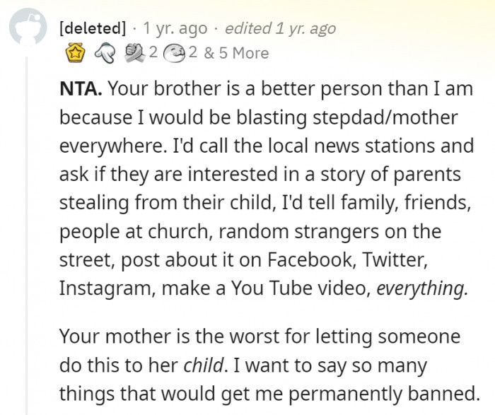 1. It's ridiculous how the mother thought it was a completely good idea to do this to her son