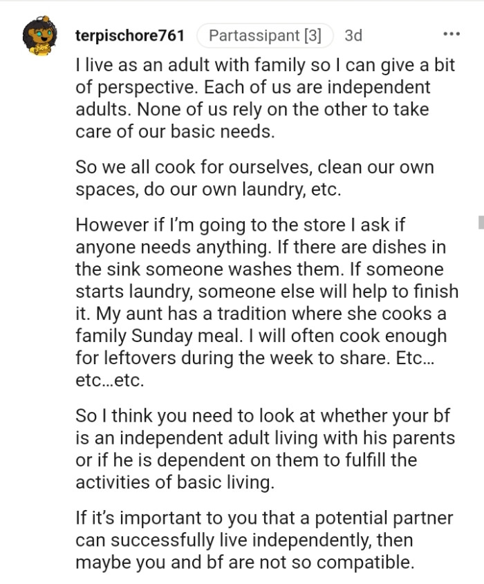 The OP needs to check if her bf is an independent adult