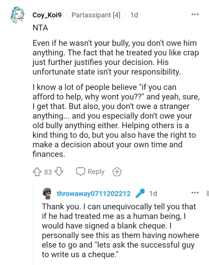 You do not owe a stranger anything