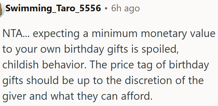 The Gifts Should Depend on What the Giver Can Afford.