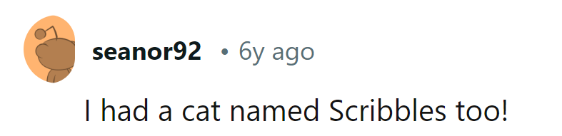 Great minds think alike, especially when it comes to naming cats! Scribble on!