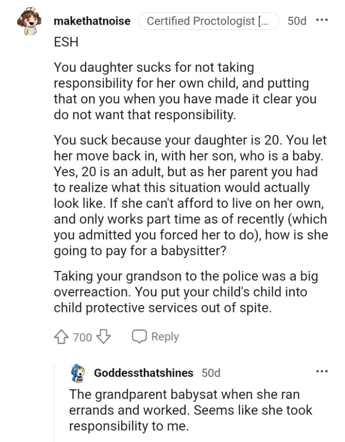 The OP let her daughter move back in with her son, who is still a baby