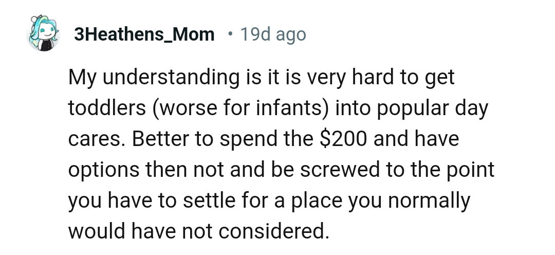 It's hard to get toddlers into popular daycares
