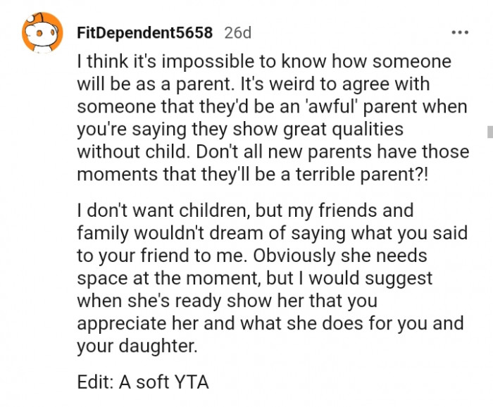 She obviously needs space at the moment