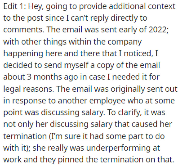 OP provided a few edits to the original story, further explaining the situation