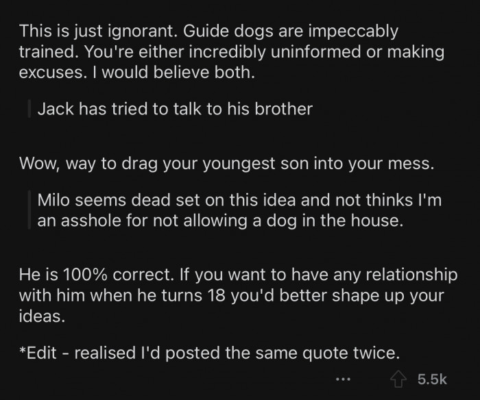 Op didn't have to drag her son into her mess.