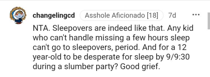 This Redditor says that sleepovers are like that