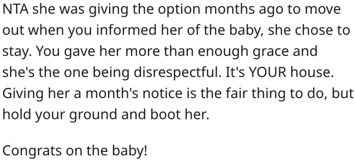 12. She could have left after learning they were having a baby.