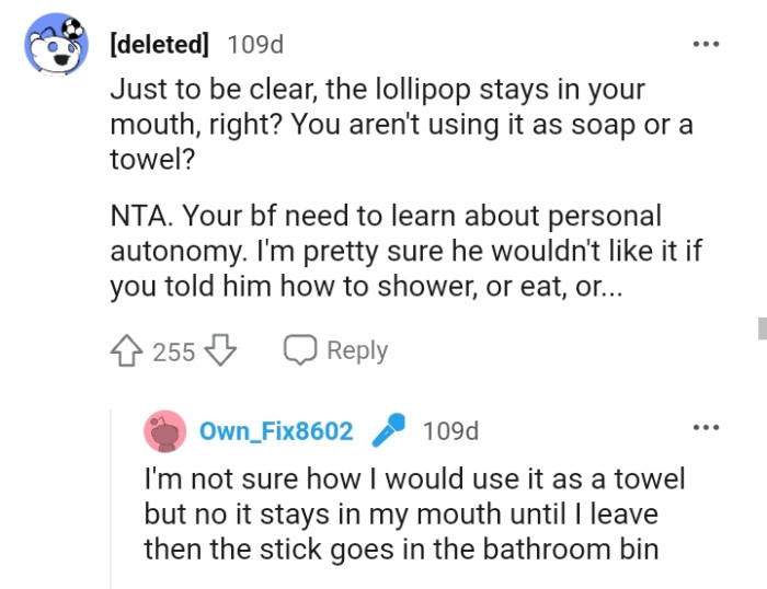 Your BF needs to learn about personal autonomy