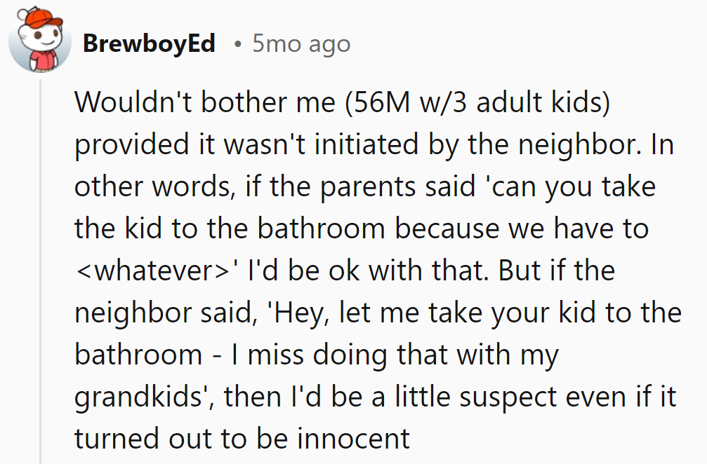 As a parent, it's about context—initiation matters more than the act itself in such situations.