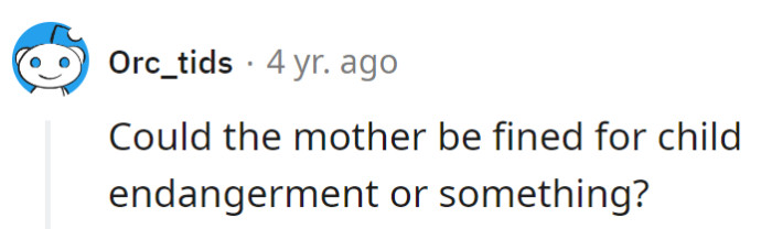 But child endangerment fines for a bike mishap? That might be a legal plot twist too far.