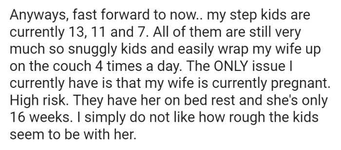 Even now that the children are older, they still enjoy snuggling with their Mom multiple times a day