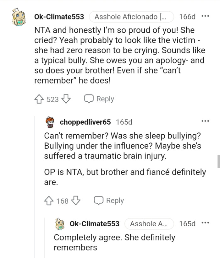 She owes the OP an apology