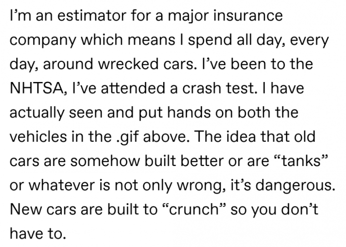 Old-school cars are not built like tanks and are quite dangerous.