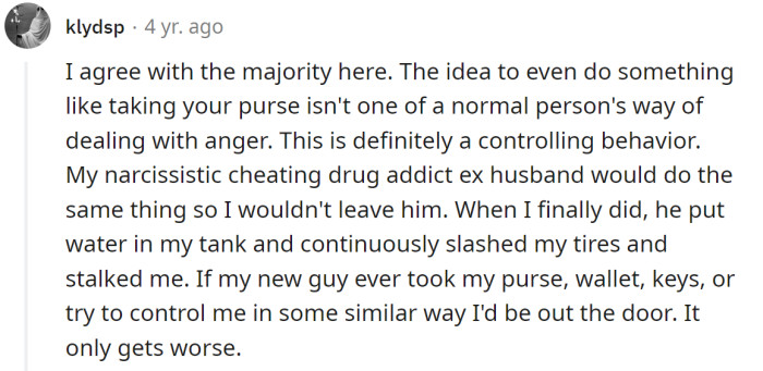 This is definitely controlling behavior