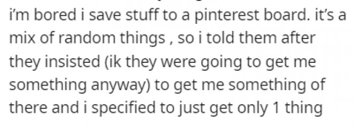 OP saves interesting stuff to a Pinterest board when they're bored, so they told their grandparents to choose one thing from that list