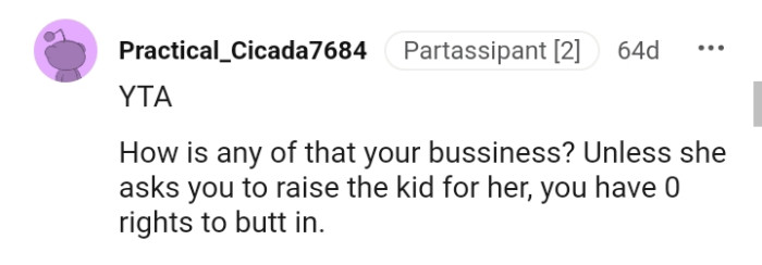 The OP has zero right to interfere