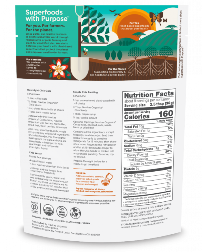 Bags of chia seeds on a pantry shelf during a recall notice