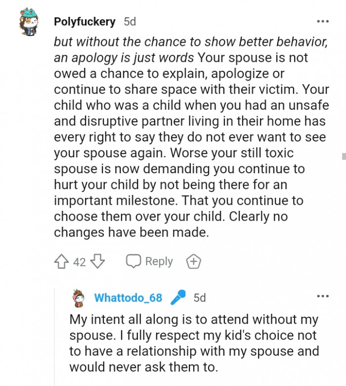 Your spouse is demanding you continue to hurt your child