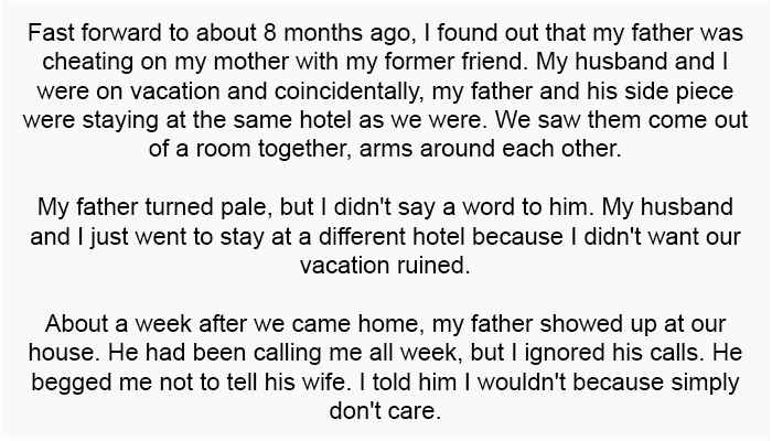 I found out that my father was cheating on my mother