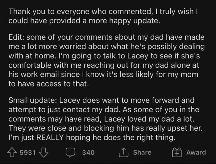 OP added two edits at the end to provide more context about the situation.