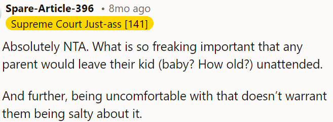 Leaving a child unattended is unacceptable.