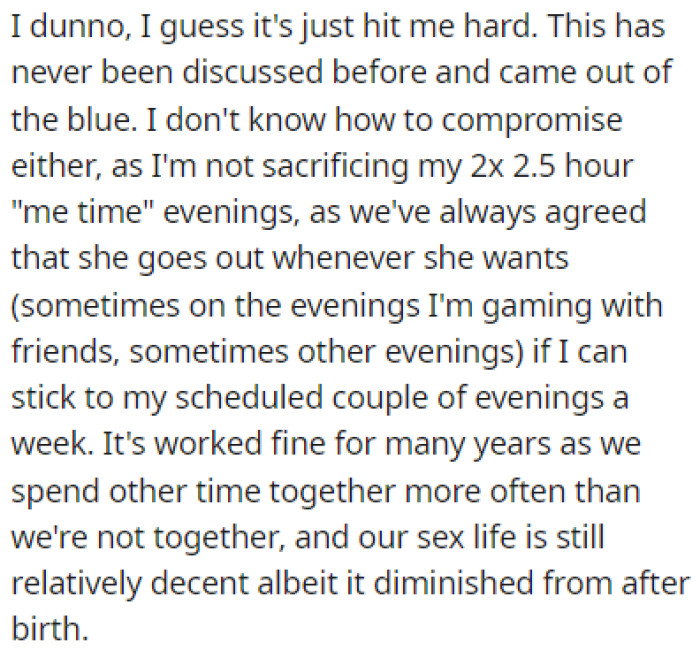 OP didn't know how to react as she had never mentioned this before