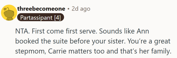 A tidy wrap-up that treats the whole conflict like a simple reservation issue. Someone called it first, and that is that.