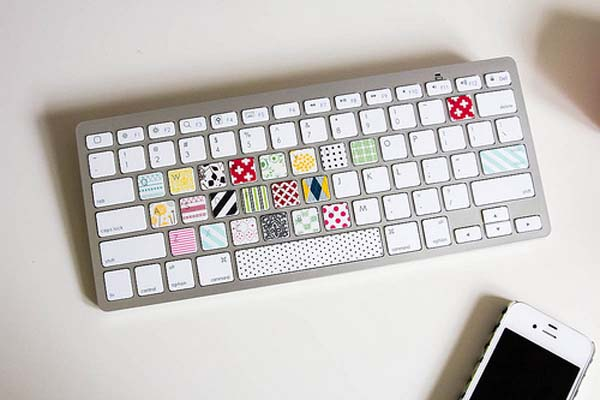 A keyboard can be personalized with washi tape too.