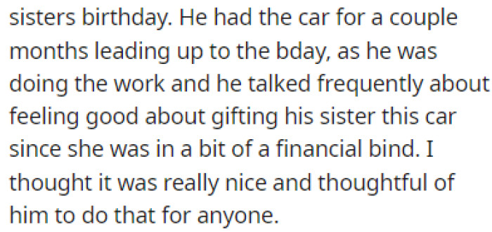 OP was impressed by this since it was a really nice thing to do