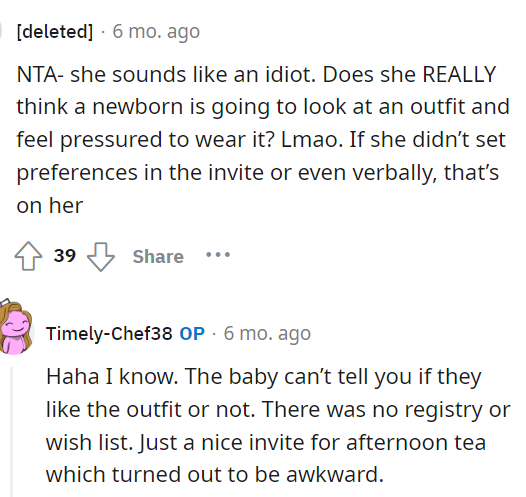 That's definitely on her, and I think that someone receiving a gift should be thankful no matter what.