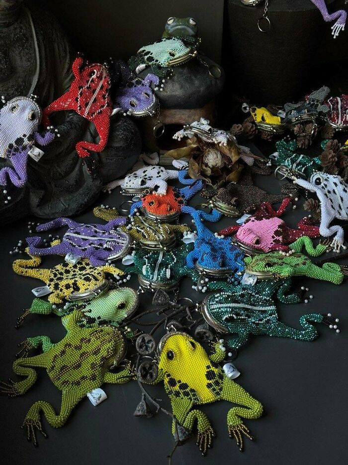 "My Small Collection Of Beaded Frogs — I Can’t Seem To Stop Making Them 🐸"