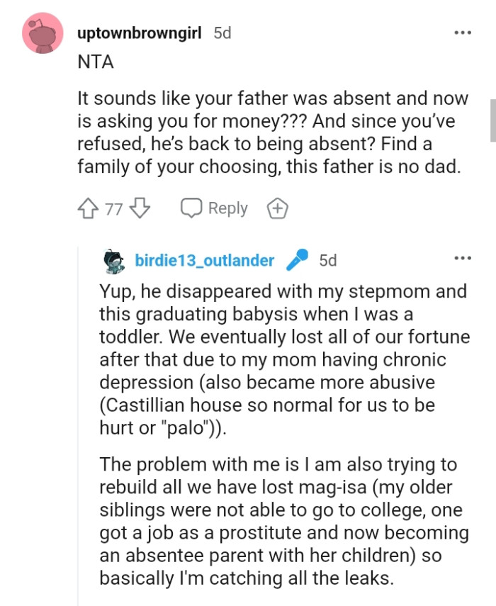 The OP should find a family of her choice