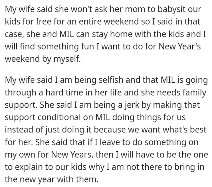 Wife thinks that OP is a jerk for making their support conditional.