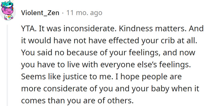 The OP was inconsiderate