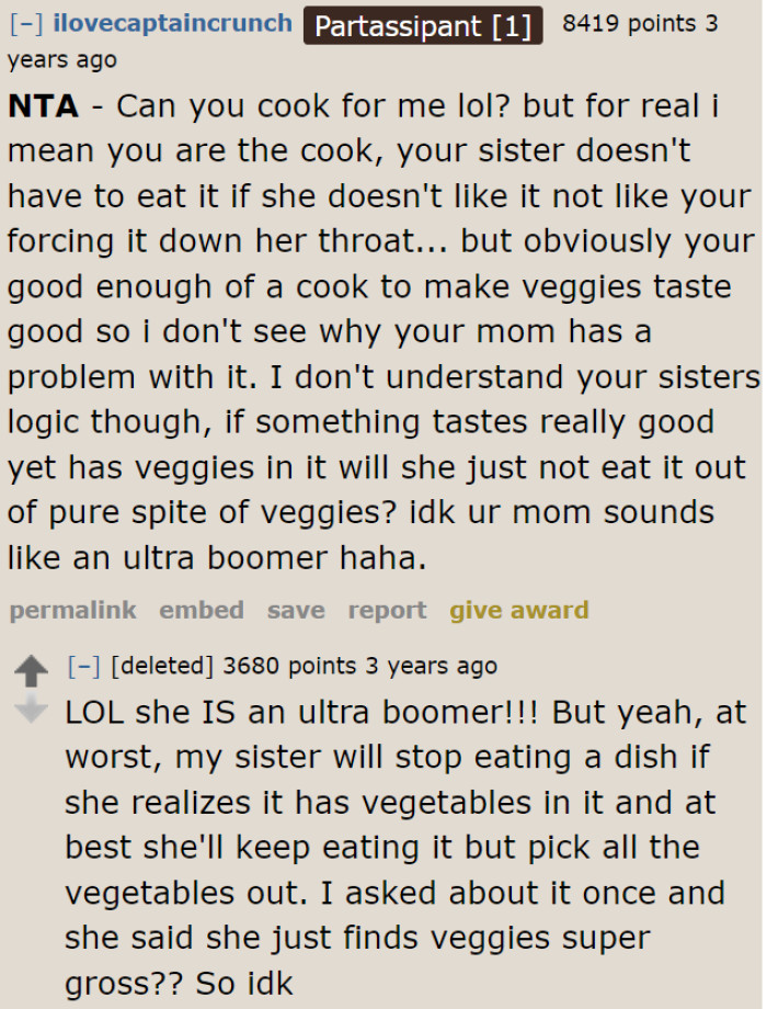 Cooking dishes that hide the flavor of vegetables deserves praise, not criticism.