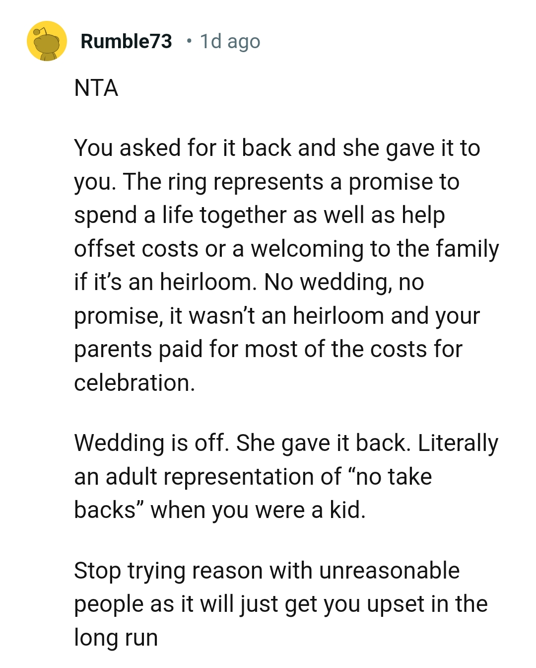 It was not an heirloom