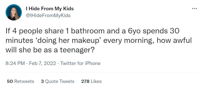 15. Well, hopefully she'll have enough practice by then to get it done faster