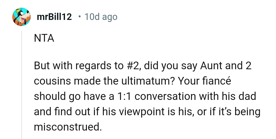 OP's fiancé should have a conversation with his dad