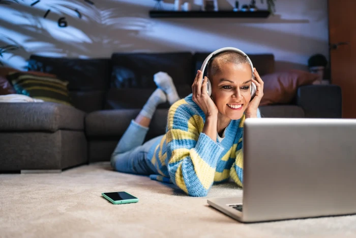 Subtitle text displayed on a TV screen during a dialogue scene