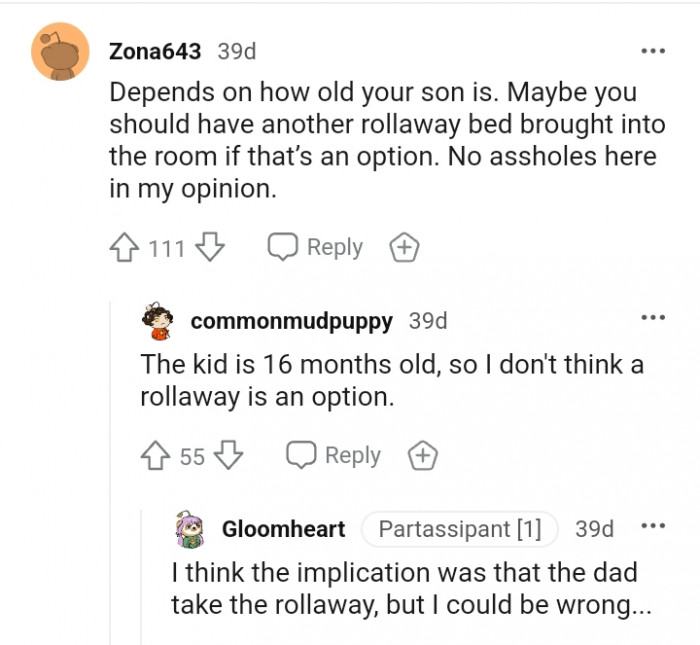 Having another rollaway bed brought to the room