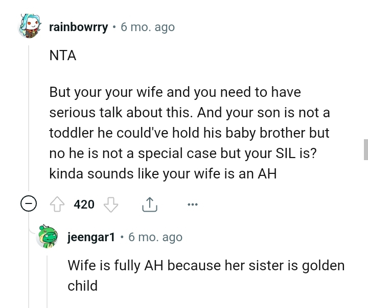 Sounds like the OP's wife is an AH