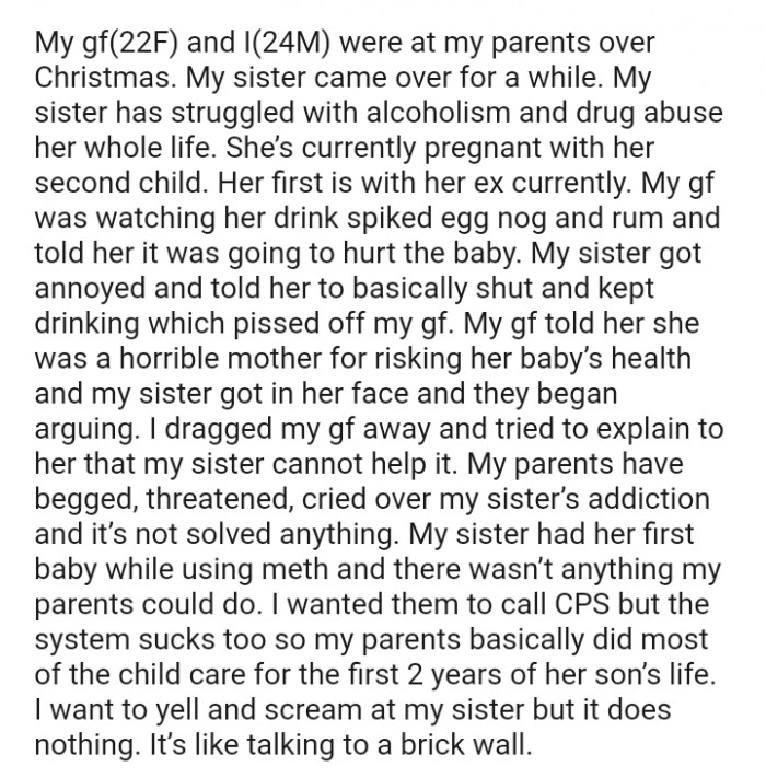 The OP's girlfriend was watching her drink spiked eggnog and rum