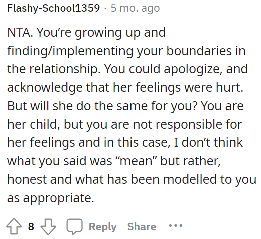 It seems that everyone in the comments was supportive of OP's decision.