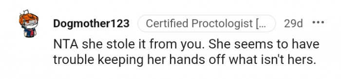 Keeping her hands off what isn't hers