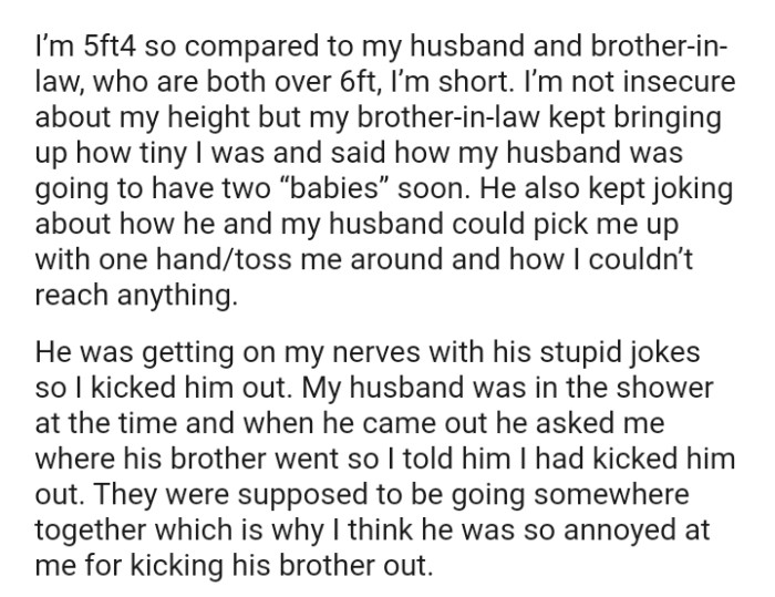 The OP's BIL always makes silly jokes about her being short
